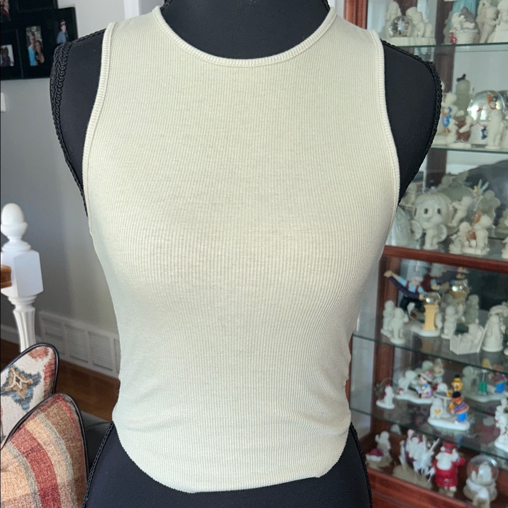 American Eagle Outfitters Light Green Ribbed Tank Top